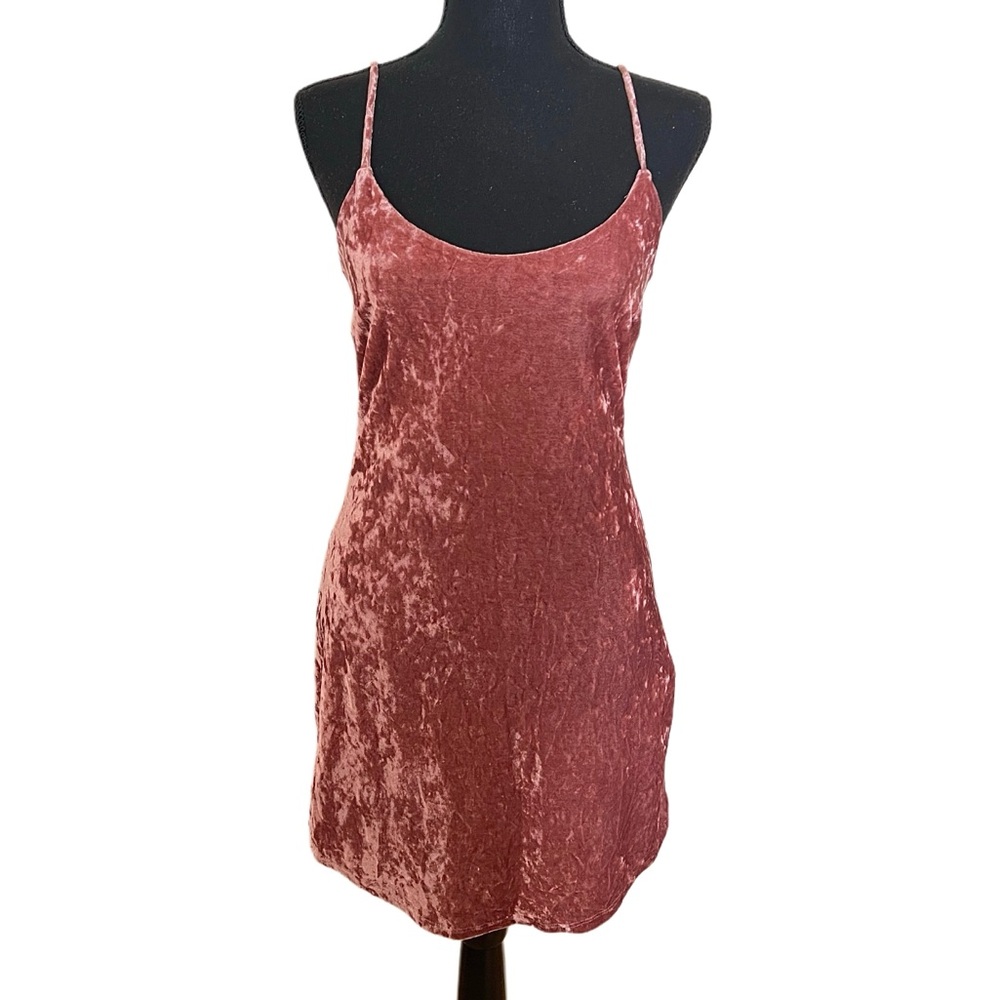Forever 21 Velvet Blue Mini Spaghetti Strap Dress Size S
